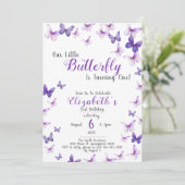 Invitation Petit Papillon Purple Girl Premier anniversaire (Debout devant)