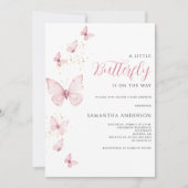 Invitation Petit papillon rose Baby shower fille (Devant)
