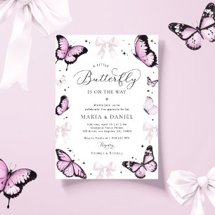 Invitation Petit papillon rose Bow Baby shower fille