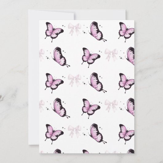 Invitation Petit papillon rose Bow Baby shower fille (Dos)