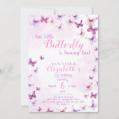 Invitation Petit Papillon rose fille premier anniversaire (Devant)