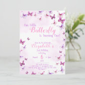 Invitation Petit Papillon rose fille premier anniversaire (Debout devant)