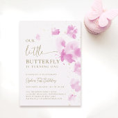 Invitation Petit Papillon rose Whimsical Thème 1er Anniversai