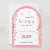 Invitation Petit Papillon sur le chemin Baby shower fille (Devant)