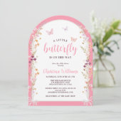 Invitation Petit Papillon sur le chemin Baby shower fille (Debout devant)