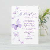 Invitation Petit Papillon Sur Le Chemin Baby shower Lilac (Debout devant)