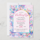 Invitation Petit Papillon Sur Le Chemin Baby shower Rose (Devant)