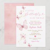 Invitation Petit Papillon sur le chemin Baby shower Valentine (Devant / Derrière)