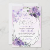 Invitation Petit Papillon Sur Le Chemin Du Baby shower Violet (Devant)