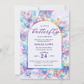 Invitation Petit Papillon Sur Le Chemin Du Baby shower Violet (Devant)