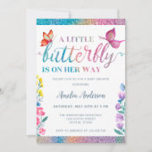Invitation Petit Papillon Sur Son Chemin Baby shower Floral (Devant)