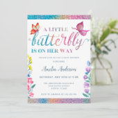 Invitation Petit Papillon Sur Son Chemin Baby shower Floral (Debout devant)
