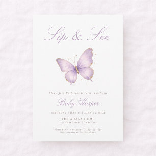 Invitation Petit papillon violet sur le chemin Sip and See