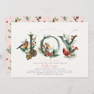 Invitation Petit paquet de Joy Birds Baby shower fille rose