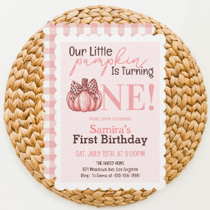 Invitation Petit Pastel Rose d'Automne Premier 1er Anniversai