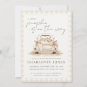 Invitation Petit Patch de Citrouille Camion Gingham Baby Show (Devant)