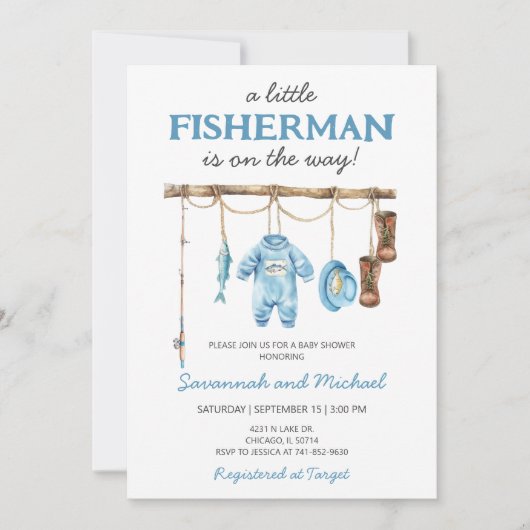 Invitation Petit Pêcheur Baby Shower (Devant)