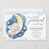 Invitation Petit petit baby shower de lune d'éléphant de caca (Devant)