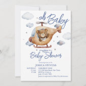 Invitation Petit petit baby shower d'hélicoptère pilote (Devant)