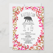 Invitation Petit Petit Cub Girly Greenery Plaid Baby shower (Devant)