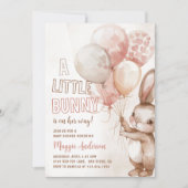 Invitation Petit Petit Lapin Balloon Bébé Fille Douche (Devant)