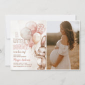 Invitation Petit Petit Lapin Balloon Bébé Fille Douche Photo (Devant)