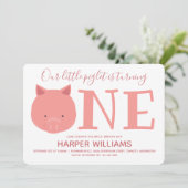 Invitation Petit Piglet Transformant Un Animal Premier Annive (Debout devant)