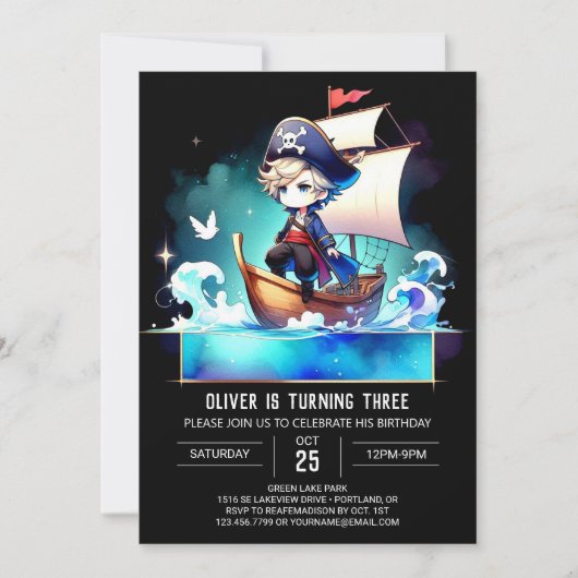 Invitation Petit Pirate doux Anniversaire (Devant)