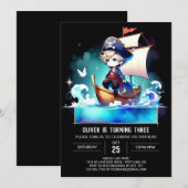 Invitation Petit Pirate doux Anniversaire (Devant / Derrière)