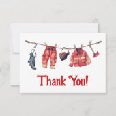 Invitation Petit pompier Ligne de vêtements Note de remerciem (Devant)