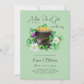 Invitation Petit Pot de Baby shower Shamrock d'Irlande d'or (Devant)