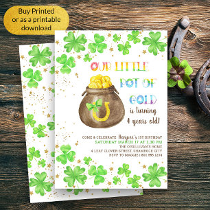 Invitation Petit Pot d'Or Anniversaire Enfants Chanceux