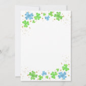 Invitation Petit Pot d'Or Baby Shower Shamrock Bleu Vert (Dos)