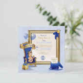 Invitation Petit Prince Baby Boy Gold Crown Royal Blue (Debout devant)