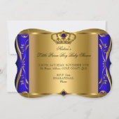 Invitation Petit Prince Baby shower Boy Regal Blue Crown 9 (Dos)