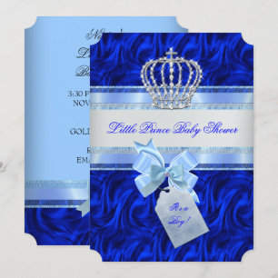 Invitation Petit Prince Baby Shower Garçon Bleu Royal