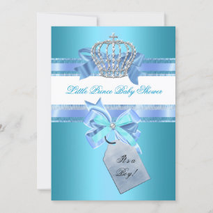 Invitation Petit Prince Baby Shower Garçon Couronne Bleu Sarc