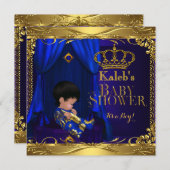 Invitation Petit Prince Baby shower Garçon Regal Blue Crown 5 (Devant / Derrière)