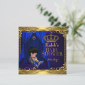 Invitation Petit Prince Baby shower Garçon Regal Blue Crown 5 (Debout devant)