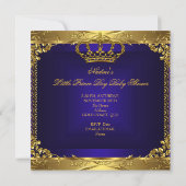Invitation Petit Prince Baby shower Garçon Regal Blue Crown 5 (Dos)