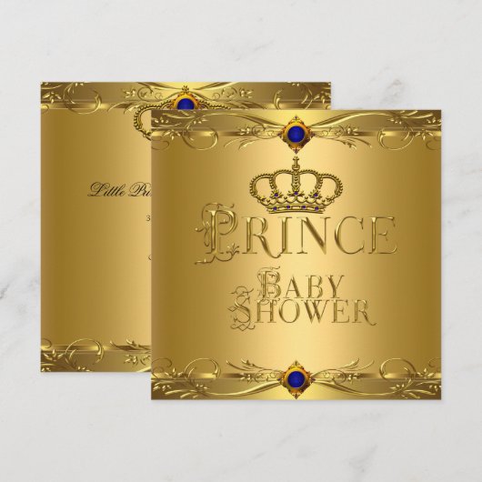 Invitation Petit Prince Baby shower Garçon Regal Blue Crown 6 (Devant / Derrière)