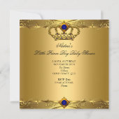 Invitation Petit Prince Baby shower Garçon Regal Blue Crown 6 (Dos)