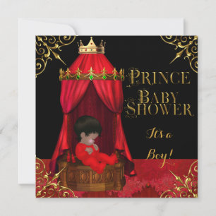 Invitation Petit Prince Baby shower Garçon Regal Red Crown 2
