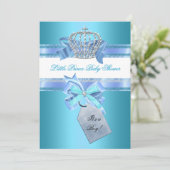 Invitation Petit Prince Baby shower Garçon Turquoise Couronne (Debout devant)