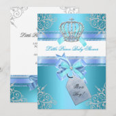 Invitation Petit Prince Baby shower Garçon Turquoise Couronne (Devant / Derrière)