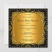 Invitation Petit Prince Baby shower Gold Foil Couronne noir (Dos)