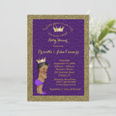Invitation Petit Prince Baby shower Invitation, or, violet (Debout devant)
