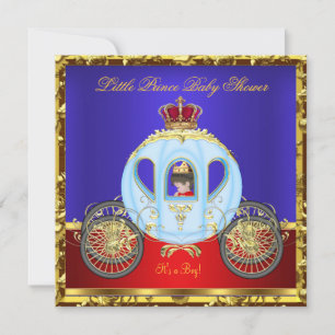 Invitation Petit Prince Baby shower Red Blue Gold Boy