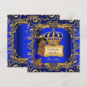 Invitation Petit Prince Bébé Fille Garçon Shower Bleu Afro-Am