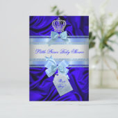 Invitation Petit Prince Bébé Fille/Garçon Shower Bleu Royal 2 (Debout devant)